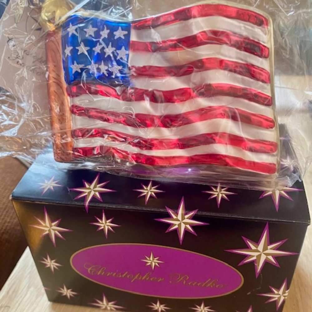 Christopher Radko Vintage "Stars & Stripes" American Flag Ornament